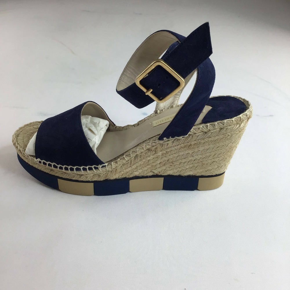 Paloma Barcelo Womens Blue Strappy Sandals Wedge Heel Casual Size US 9.5
